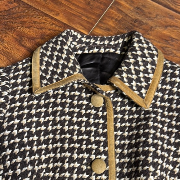 Vintage Horst Mandel Stylish Houndstooth Belted Wool Winter Coat - Picture 4 of 11
